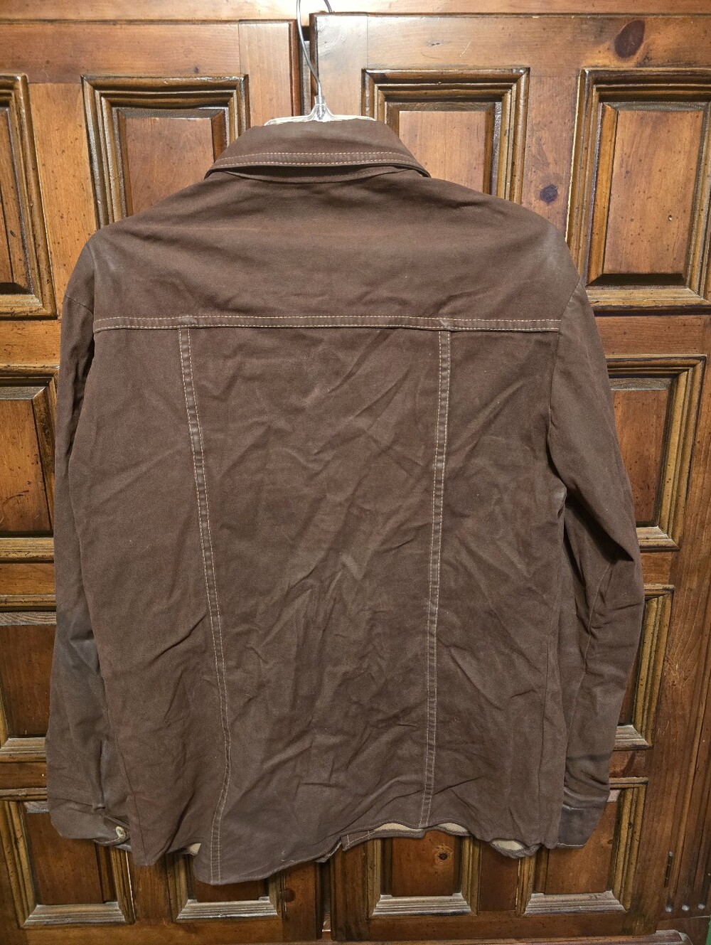 William Barry Solid Button-Up Shirt Mens M Long Sleeve Pockets Brown Vtg - Picture 8 of 8